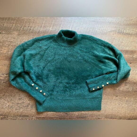 BAILEY 44 Gorgeous Green mock Neck Sweater cropped soft Luxurious Texture sz XS - Picture 3 of 16
